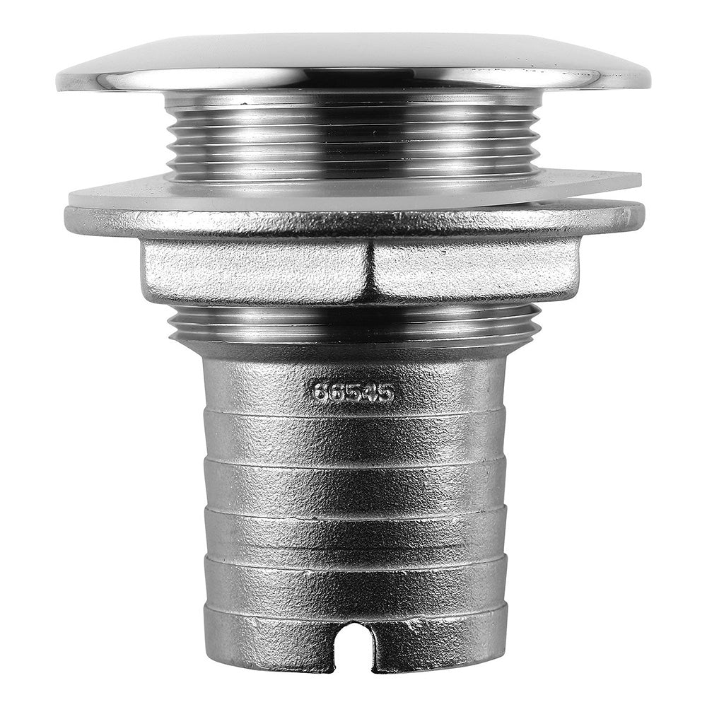 Attwood Stainless Steel Thru-Hull Short Straight Barbed Fitting, 1-1/2 inch inner diameter, for marine plumbing applications