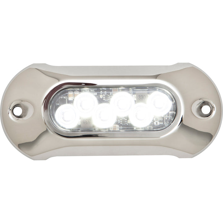Attwood Marine Light Armor underwater LED light with 6 white LEDs, designed for underwater illumination on boats.