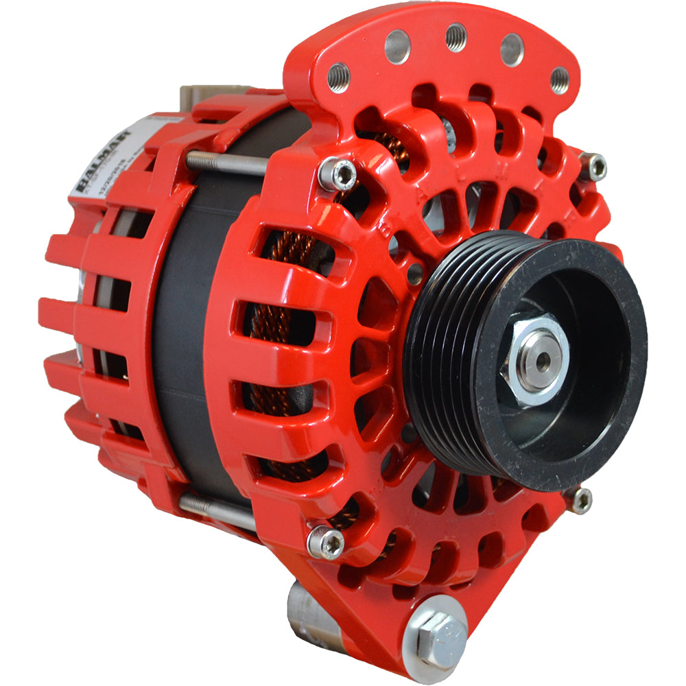 Balmar alternator with 1-2 inch single foot K6 serpentine pulley, 170A, 12V marine alternator for boat engine charging.