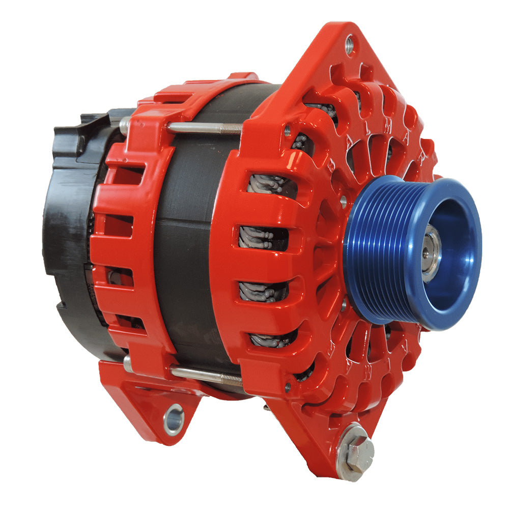 Balmar 250 AMP 12V alternator with dual foot saddle and J10 pulley, designed for marine or industrial use.