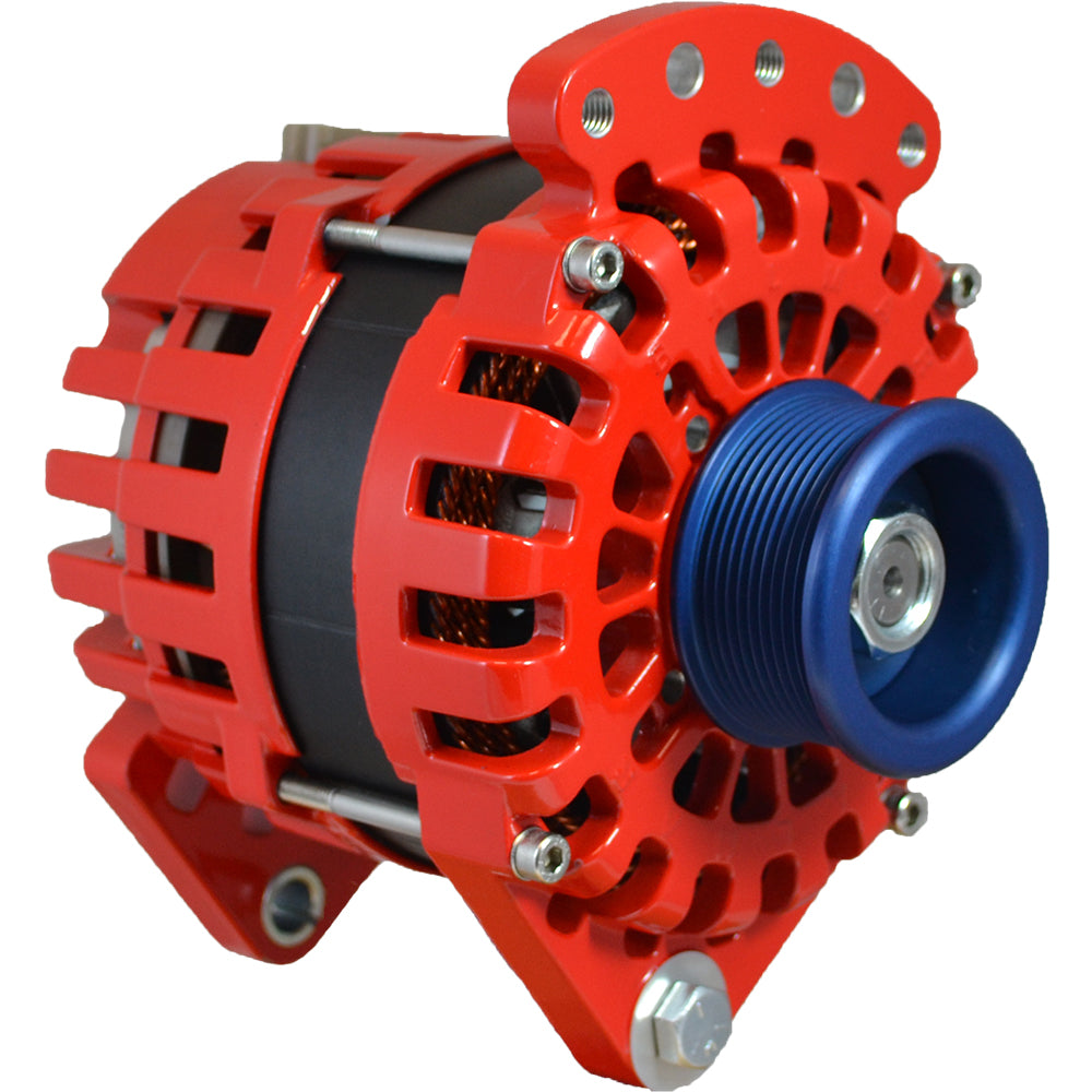 Balmar 170A 12V alternator with 3.15-inch dual foot saddle J10 serpentine pulley for marine or automotive use.
