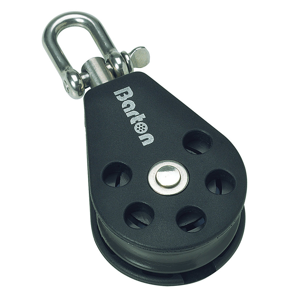 Barton Marine Size 3 single plain bearing block with swivel, designed for sailing and rigging applications.
