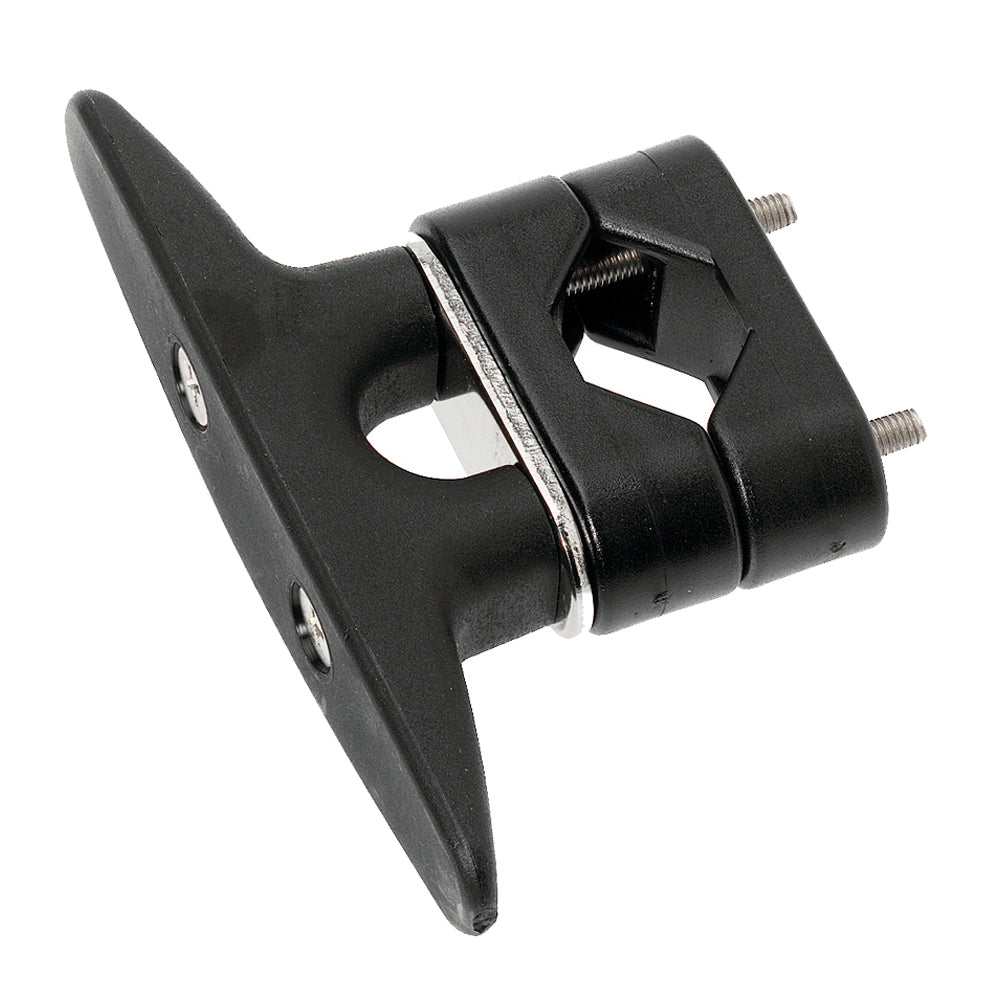 Barton Marine Stanchion Cleat in hardware, showing a sturdy brass cleat mounted on a boat stanchion for secure line tying.