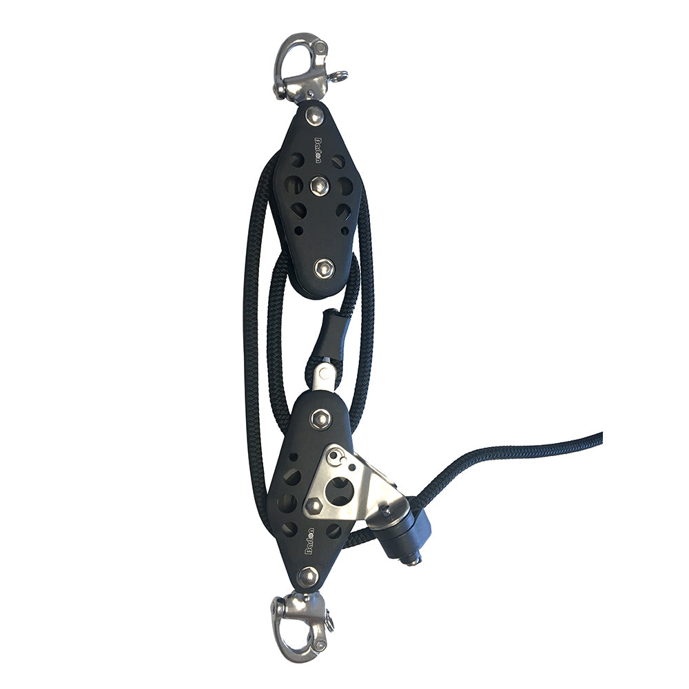 Barton Marine Size 5 Vang Tackle 4:1 rigging, durable metal winch with handle and gear mechanism for sailing applications.