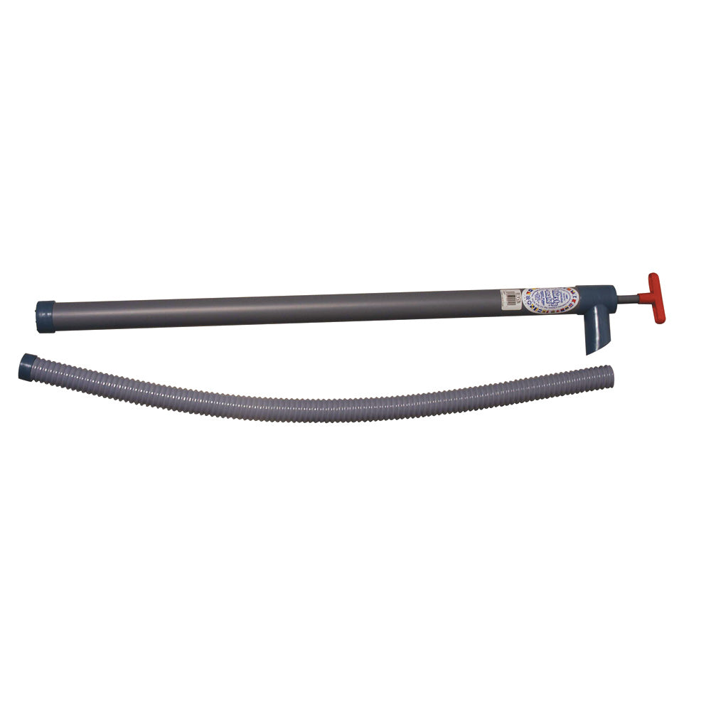 Beckson Thirsty-Mate bilge pump with 36-inch flexible reinforced hose for marine bilge water removal.