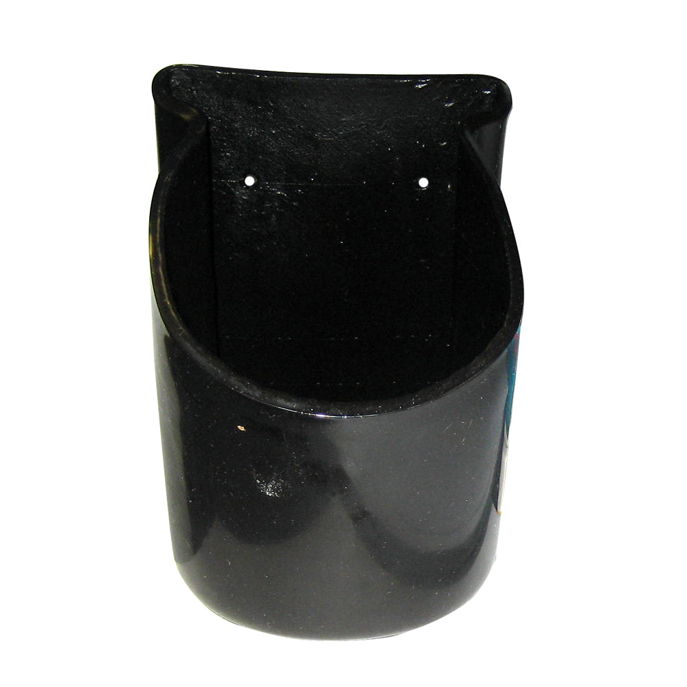 Black Beckson Marine Soft-Mate Can and Air Horn Holder mounted on deck or galley surface.