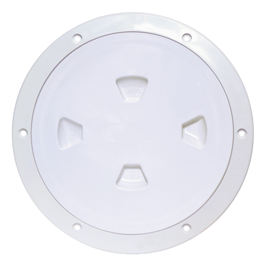 Beckson Marine 8-inch white smooth center screw-out deck plate, durable marine-grade access cover for boat decks.
