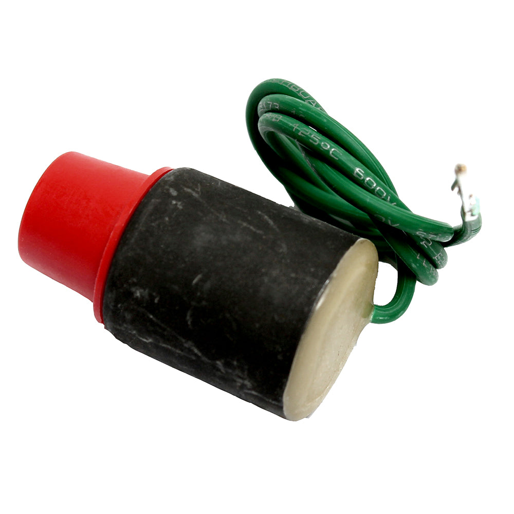 Green Bennett Marine 24V Solenoid Valve for Trim Tab accessories, shown installed on boat system.
