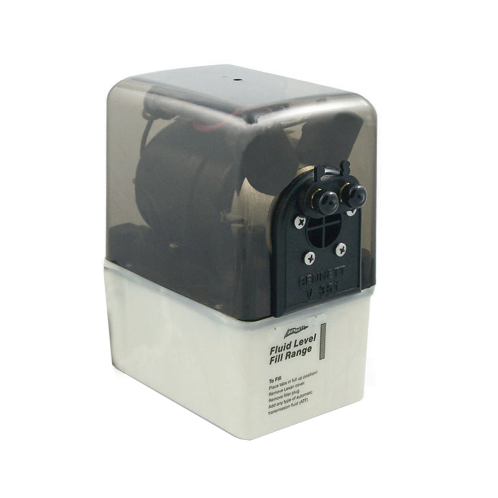Bennett Marine V351HPU1 hydraulic power unit 12V pump for trim tab accessories, compact and durable marine hydraulic system component.