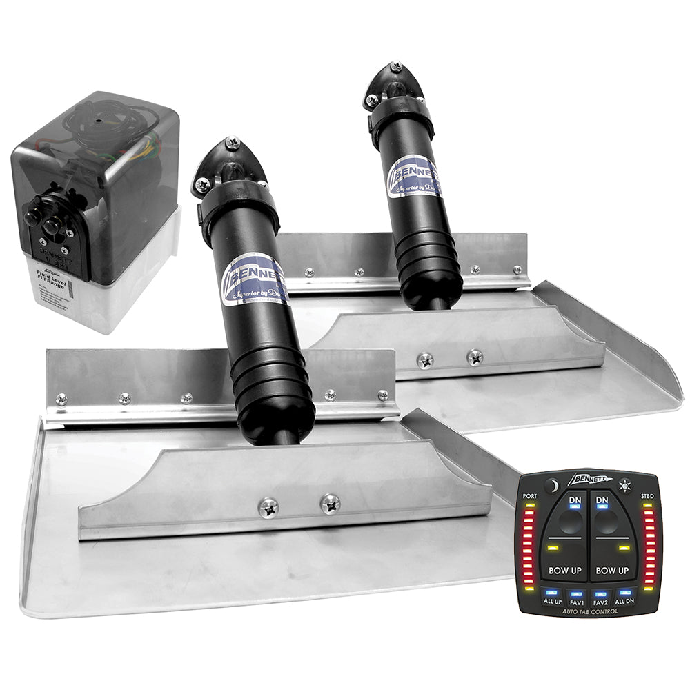 Bennett Marine Bennett 1212ATP Hydraulic Trim Tabs with Auto Trim Pro installed on a boat for improved stability and control.