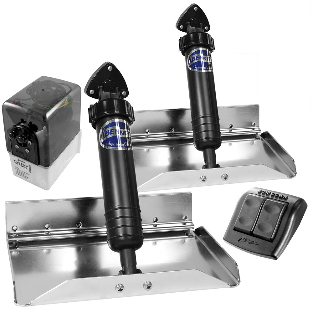 Bennett Marine 12x9 inch Sport Trim Tab System with adjustable stainless steel hinges and gel-coated surface for boat stability