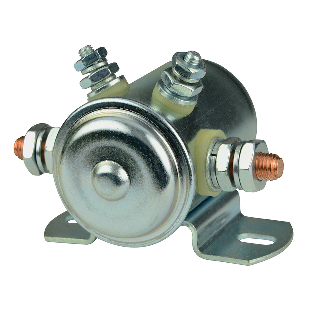BEP Marine 85A remote switching continuous duty solenoid for marine accessories, black cylindrical component with wiring terminals