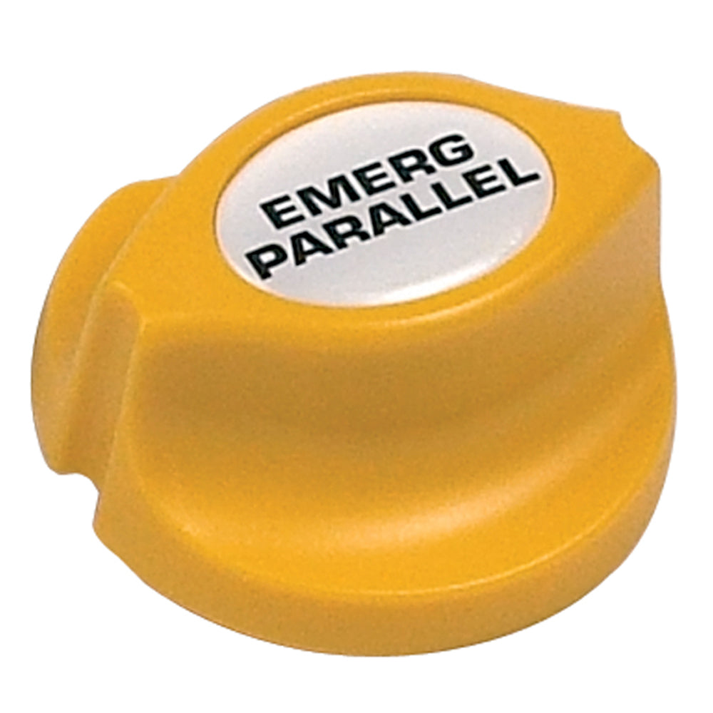 BEP Marine yellow emergency parallel battery knob accessory with easy-fit design, suitable for marine battery connections.