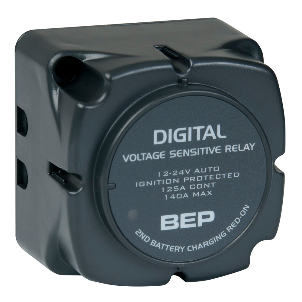 BEP Marine Digital Voltage Sensing Relay DVSR for 12/24V battery management, showing the relay device with wiring connections
