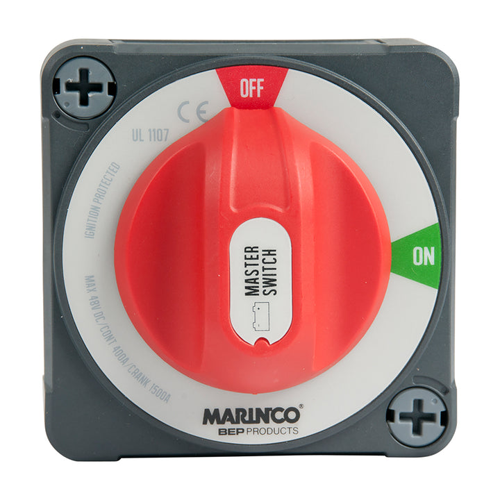 BEP Marine Pro Installer 400A EZ-Mount double pole battery switch for marine battery management, mounted and ready for installation.