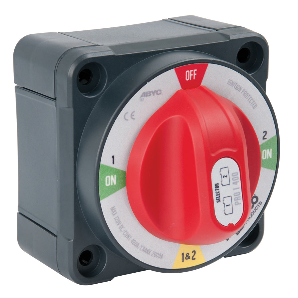 BEP Marine Pro Installer 400A Selector Battery Switch for battery management, with MC10 control in a marine setting