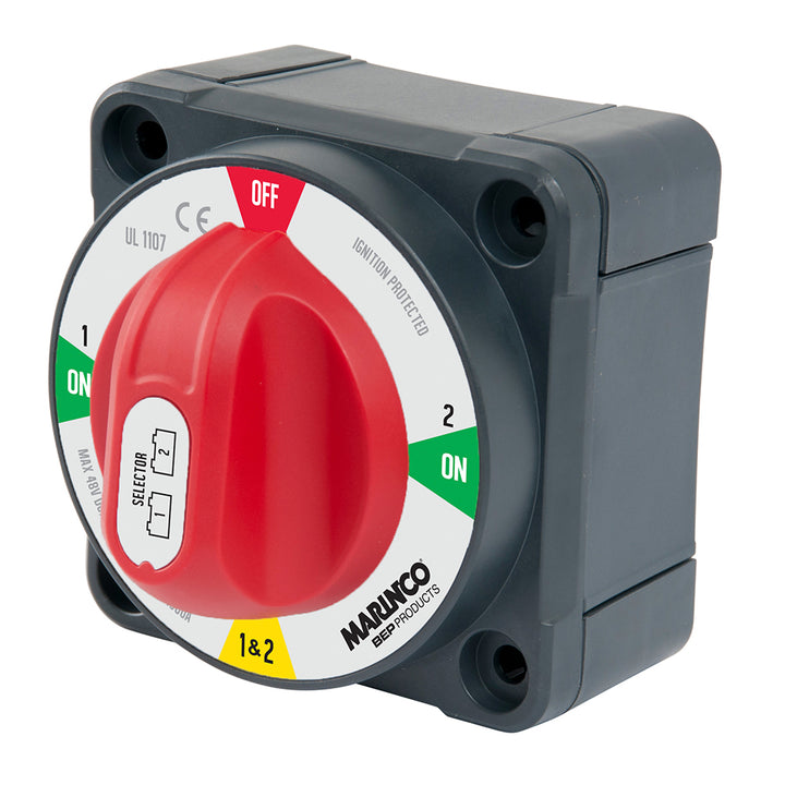 BEP Marine Pro Installer 400A Selector Battery Switch for marine battery management, shown in black with control handle