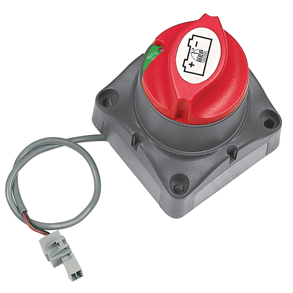 BEP Marine remote-operated battery switch for battery management, 275A capacity, with control cable and switch handle visible.