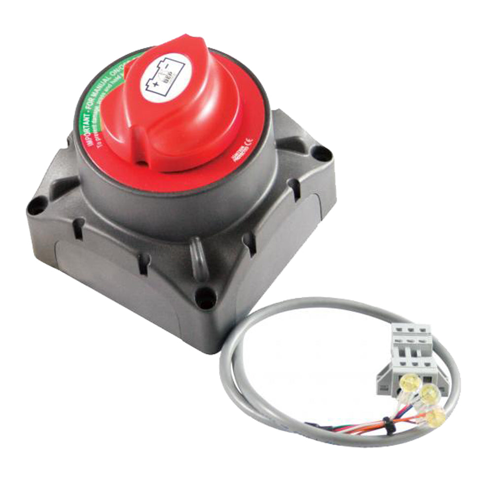 BEP Marine remote-operated battery switch with optical sensor, 500A capacity for 12/24V marine battery management system.