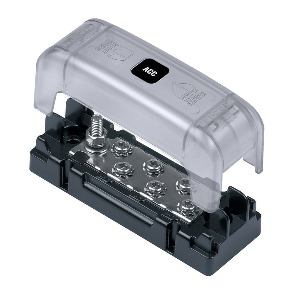 BEP Marine 6-way ATC bus bar with 5mm input stud, electrical connector for marine wiring and power distribution.