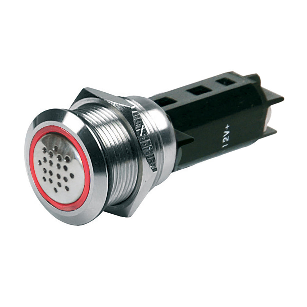BEP Marine 12V stainless steel buzzer with red LED warning light, switch accessory for marine safety and alert systems.