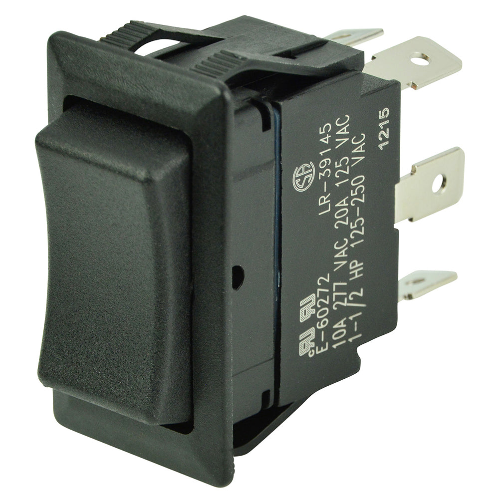 BEP Marine DPDT rocker switch for 12V/24V systems, with ON/OFF/ON positions, used for marine electronic control.