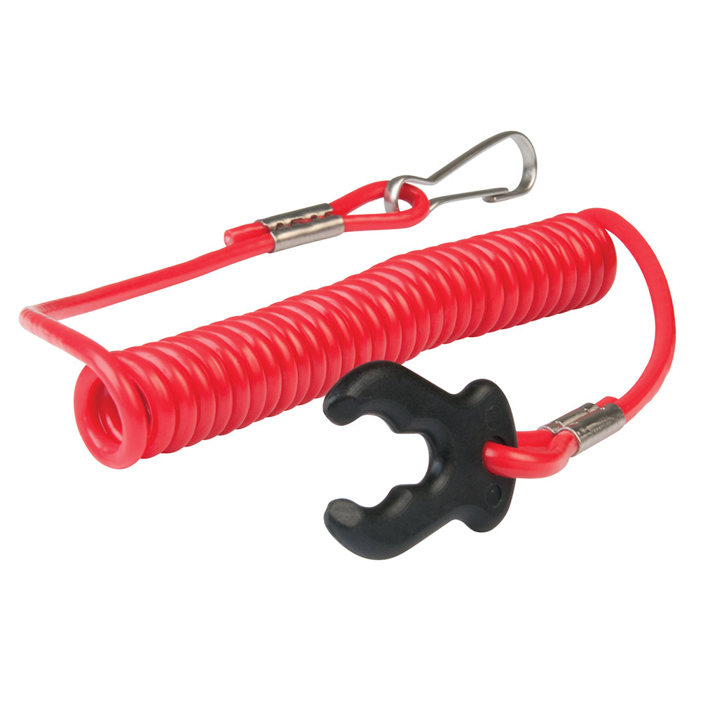 BEP Marine kill switch replacement lanyard for boat safety, with red cord and safety clip, designed for marine kill switch systems.