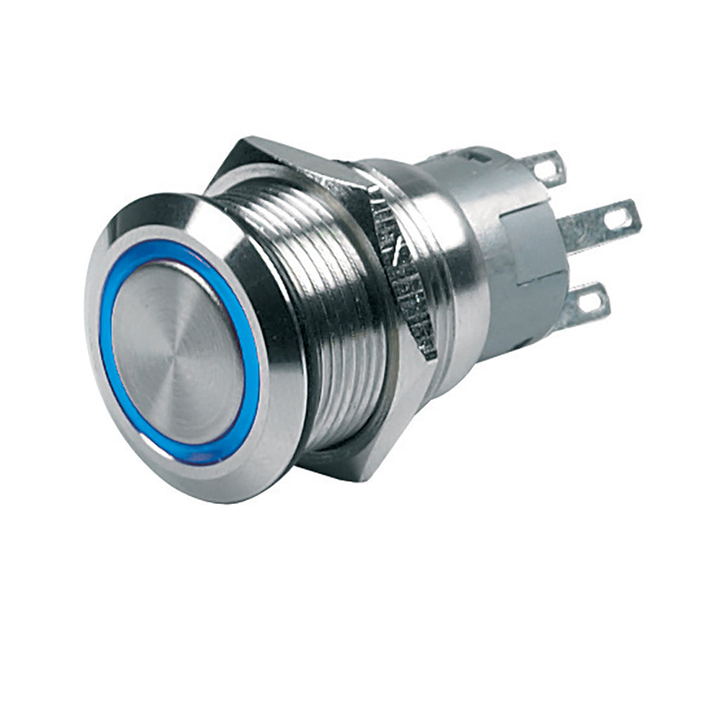 Interrupteur à bouton-poussoir BEP 12 V, marche/arrêt momentané - LED bleue