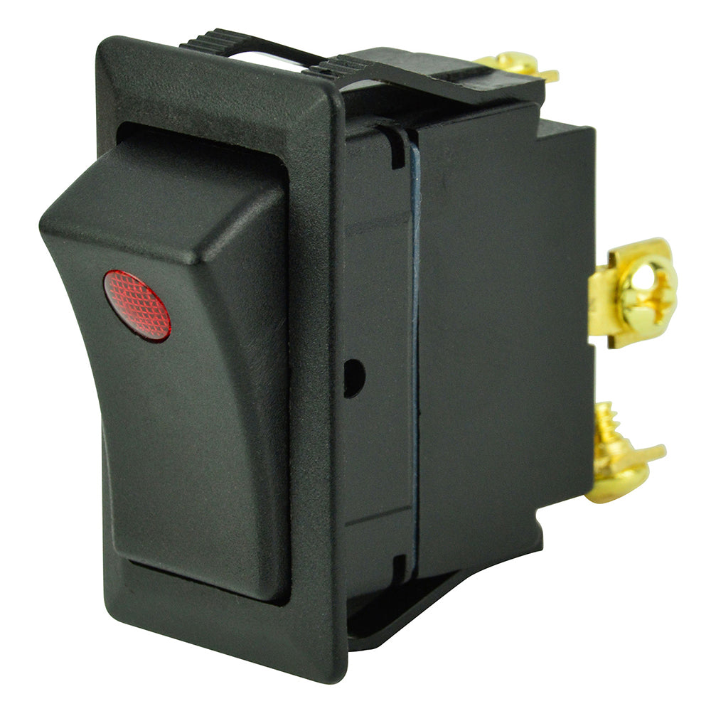 BEP Marine SPST rocker switch with 1 LED, 12V, ON/OFF switch for boats, black plastic body with illuminated indicator