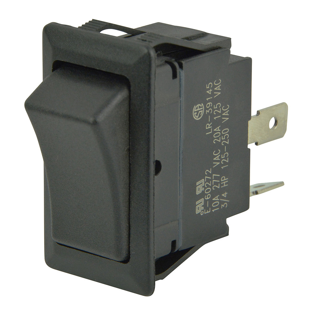 BEP Marine SPST sealed rocker switch in black, 12V/24V, with ON/OFF positions, for boat electrical systems.