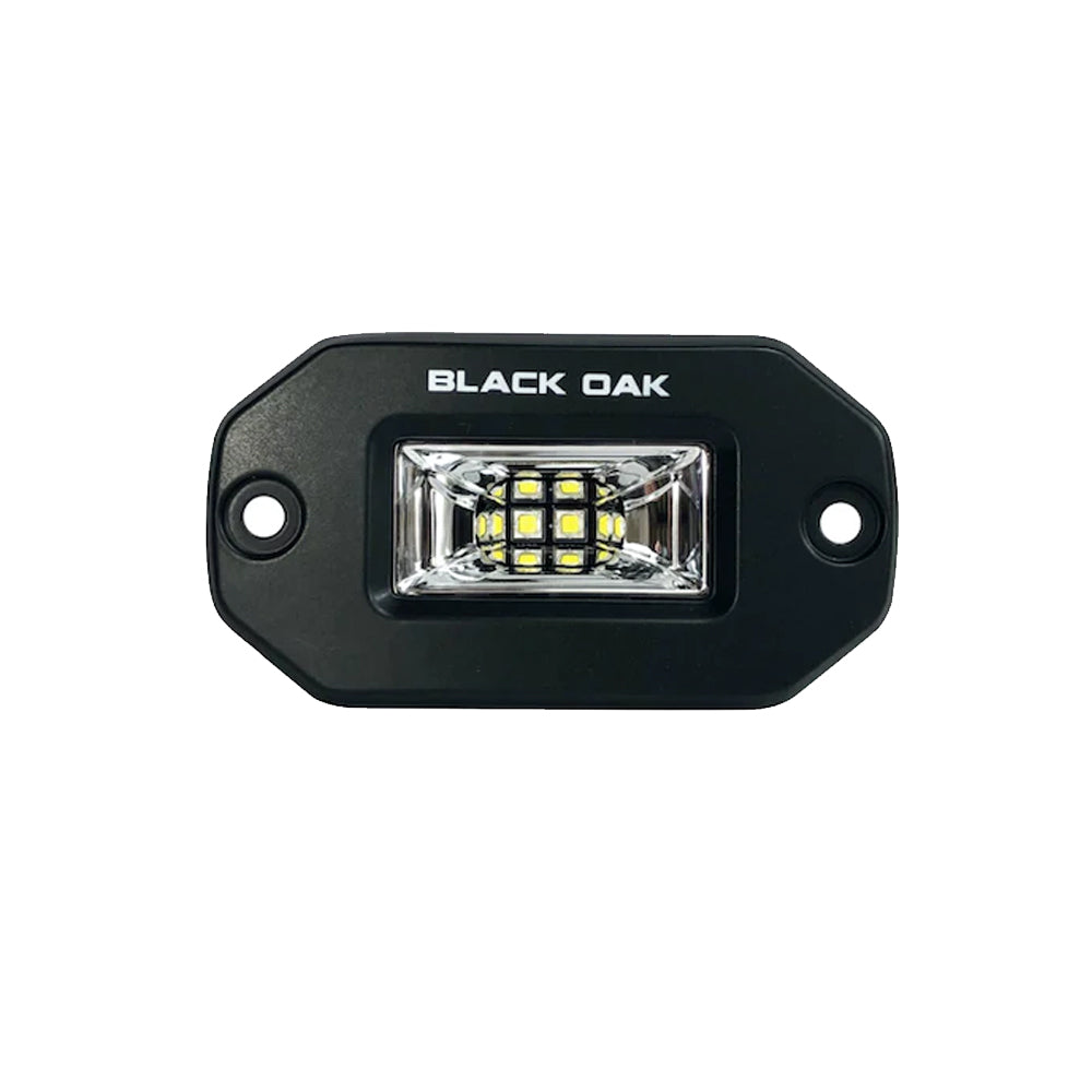 Black Oak LED 2-inch marine flush mount spreader light with black housing, ideal for floodlighting on boats, Pro Series 3.0.