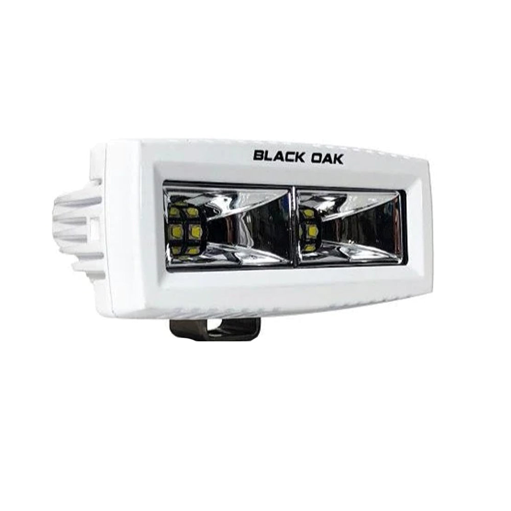 Black Oak LED 4-inch marine spreader light with white housing, part of Pro Series 3.0, designed for flood and scene lighting.