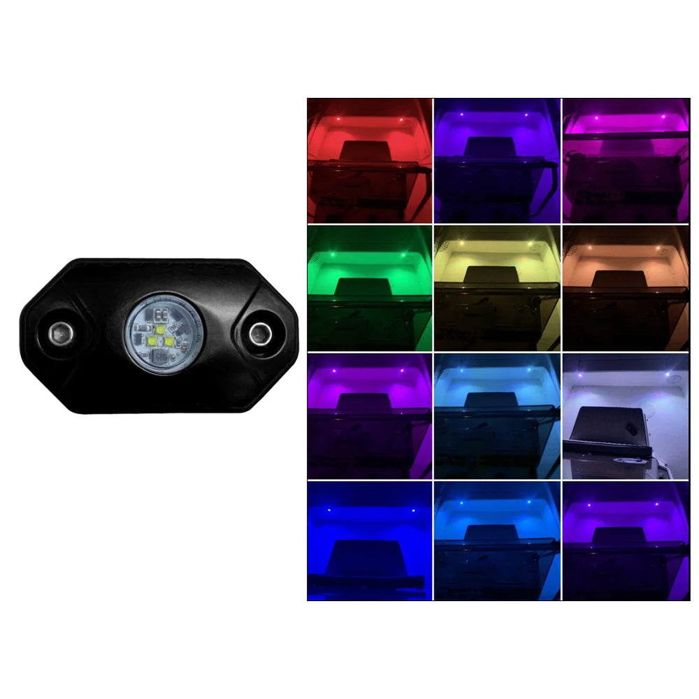 Black Oak LED RGB interior courtesy light with black housing, used as a stylish accent or courtesy light in vehicles or interior spaces.
