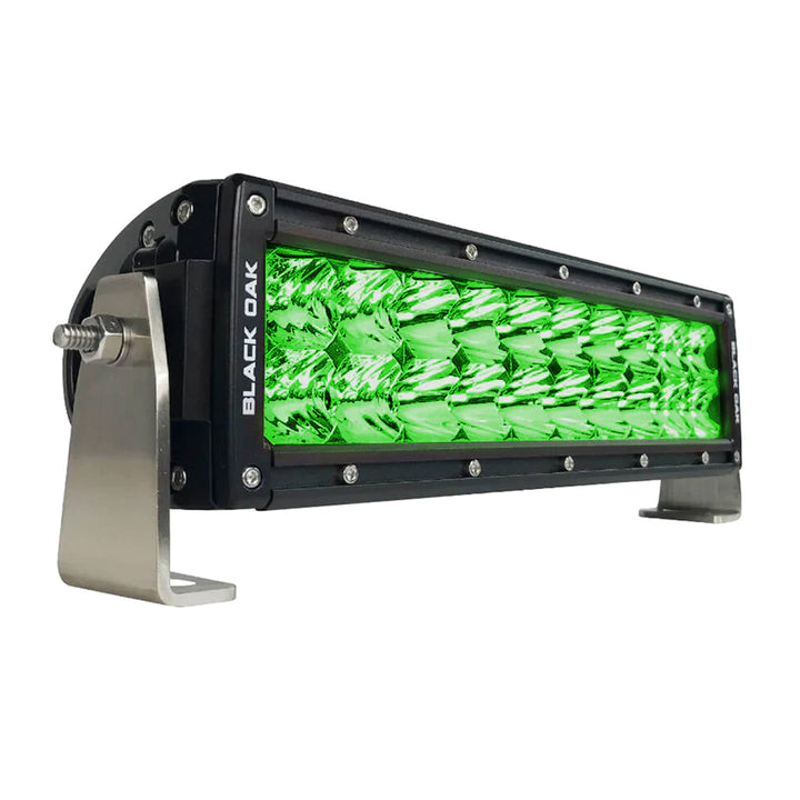 Barre lumineuse de chasse au sanglier à DEL vertes Black Oak 10" - Optique combinée - Boîtier noir - Série Pro 3.0