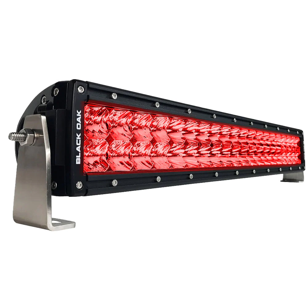 Barre lumineuse incurvée à LED rouges pour la chasse aux prédateurs Black Oak 20 po (50,8 cm) - Optique combinée - Boîtier noir - Série Pro 3.0