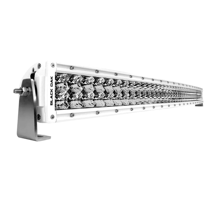 Black Oak LED Pro Series 3.0 curved double row 40" LED light bar with combo optics and white housing for off-road lighting.