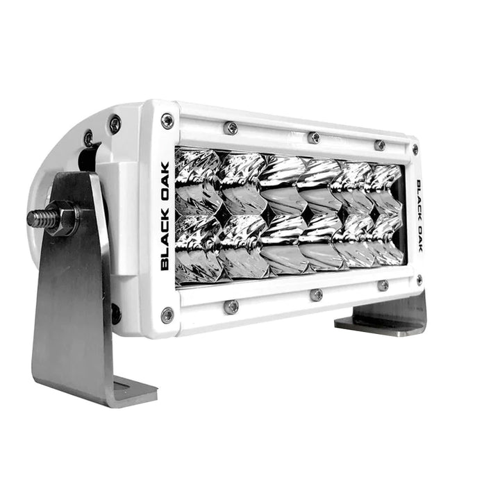 Black Oak LED Pro Series 3.0 double row 6-inch LED light bar with combo optics and white housing.