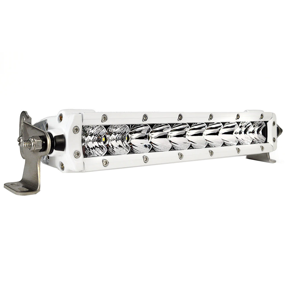 Black Oak LED Pro Series 3.0 single row 10-inch LED light bar with combo optics and white housing for vehicle lighting.