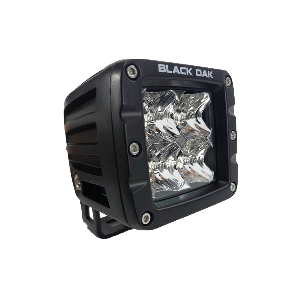 Black Oak LED 2-inch flood optics pod light with black housing, part of the Pro Series 3.0 for off-road or outdoor vehicle lighting.