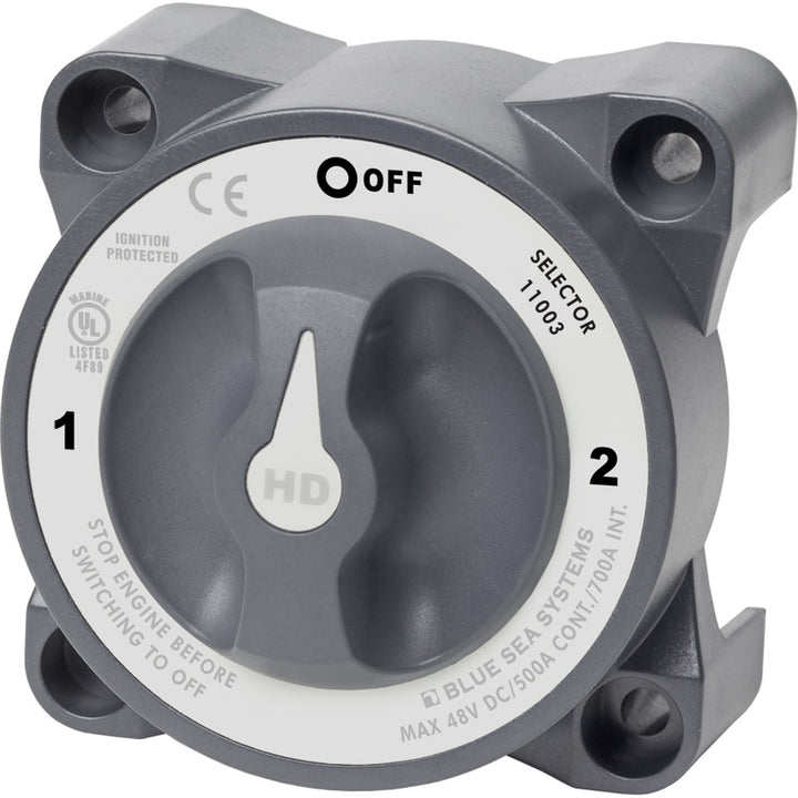 Blue Sea Systems HD-Series 11003 battery switch with 3-position alternator field disconnect for marine battery management.