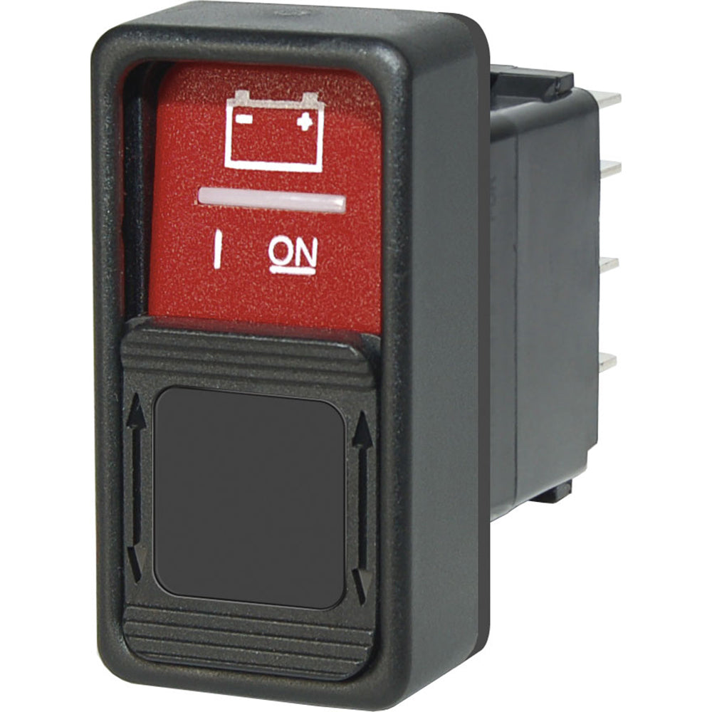 Blue Sea Systems Blue Sea 2155 remote control Contura switch with lockout slide for battery management, installed on a panel.