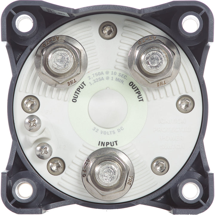Blue Sea Systems HD-Series Battery Switch with ON/OFF and AFD for single circuit battery management, blue switch with labels