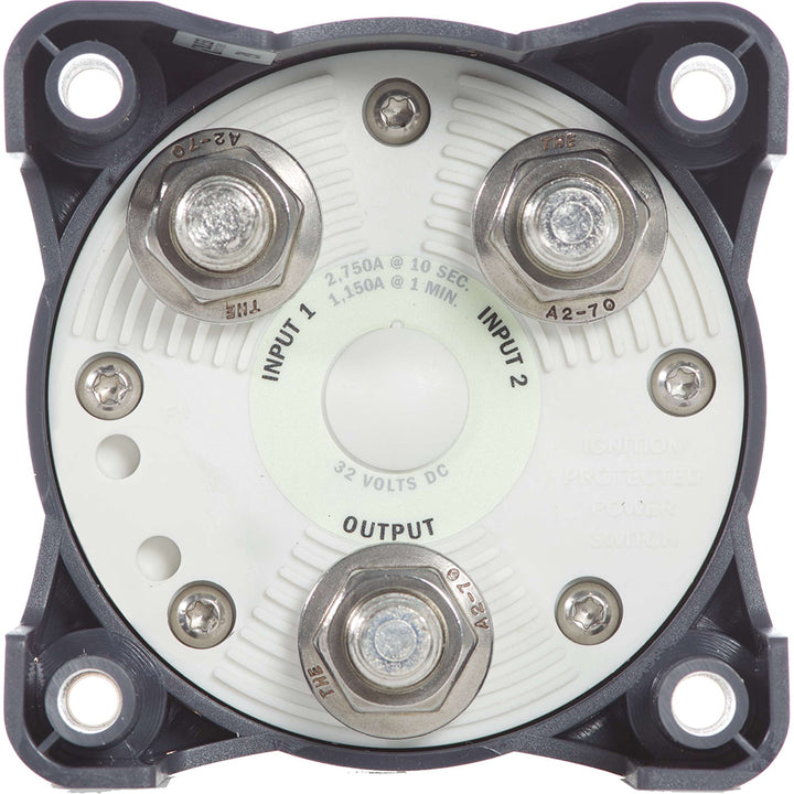 Blue Sea Systems Blue Sea 3002 HD-Series Battery Switch Selector for battery management, shown in a close-up view.
