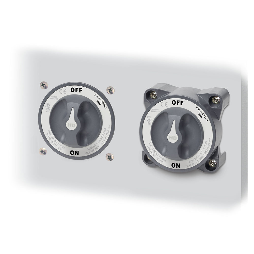 Blue Sea Systems HD-Series Battery Switch Selector with Alternator Field Disconnect for battery management.