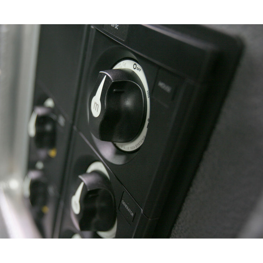 Blue Sea Systems 6006200 Mini ON/OFF Battery Switch in black for battery management and electrical control.