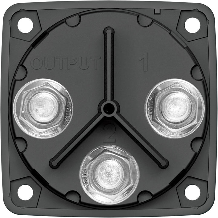 Blue Sea Systems 6007200 Battery Switch Mini, 4-position black battery management switch with compact design and durable black finish.