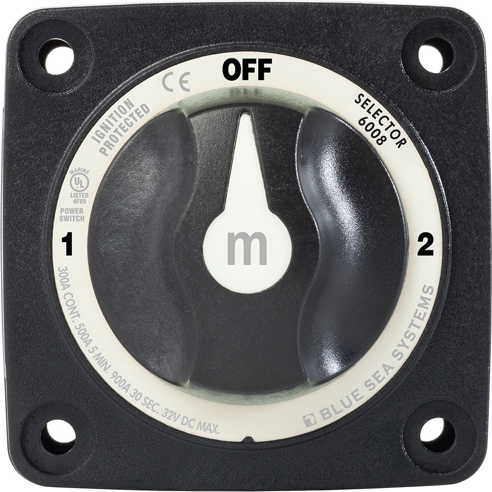 Blue Sea Systems 6008200 m-Series 3-Position Battery Switch for battery management, black color, durable and reliable.
