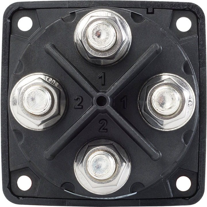 Blue Sea Systems Blue Sea 6011200 M-Series dual circuit battery switch in black for marine battery management systems.