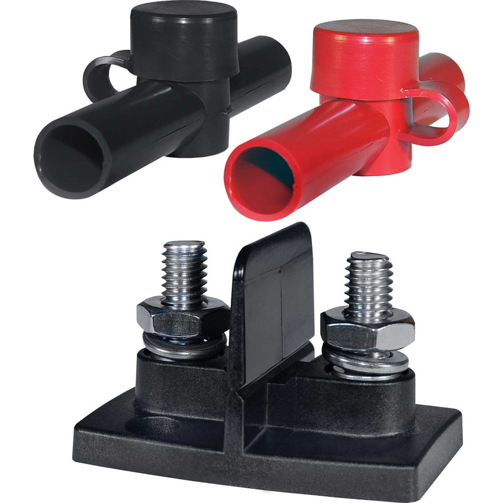 Blue Sea 2017 Dual PowerPost Cable Connectors, 2 x 3/8" busbar connectors for marine electrical systems, Blue Sea Systems.