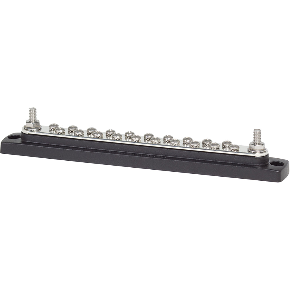 Blue Sea Systems 2302 150AMP Common BusBar with 20 x 8-32 screw terminals for electrical connections.